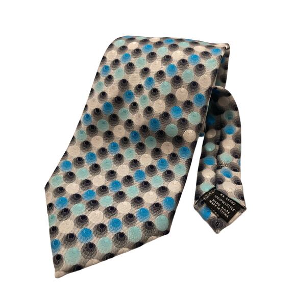 Mens Hagger Tie Polyester Sharp Multicolor Pink Blue Black Dots 59.5"L x 3.5"W - Picture 2 of 9